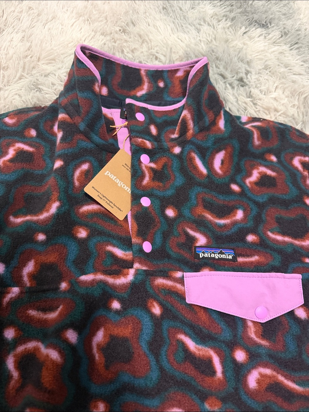 Patagonia Women's Synchilla Snap-T Fleece Pullover XL Soft Spirea Dried Vanilla - Picture 2 of 5